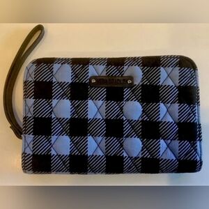 Vera Bradley Quilted Wristlet - Light Blue & Black Plaid